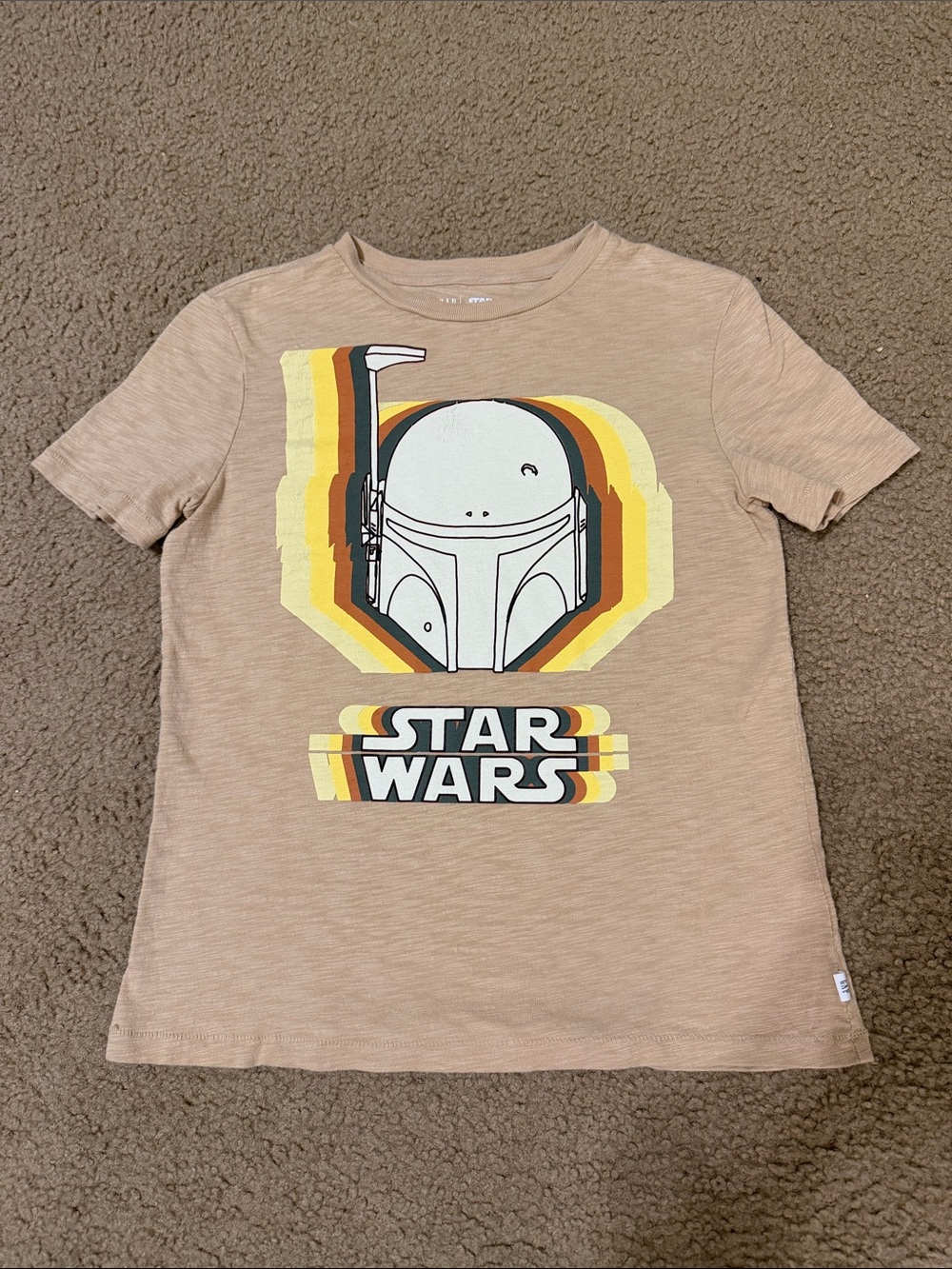 Star Wars Tan Kids Short Sleeve Tee with Retro Boba Fett Graphic